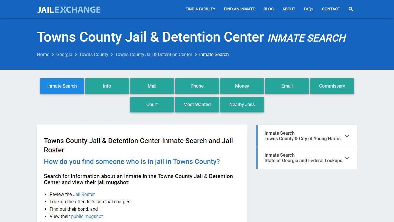 Towns County Jail & Detention Center Inmate Search